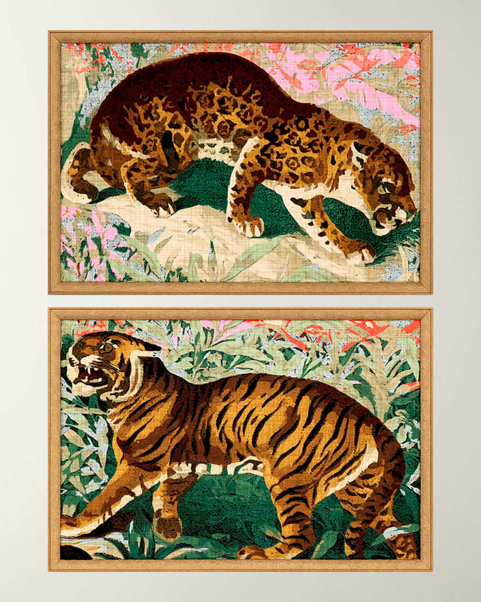 "Concrete Jungle Cats" Set of 2 Framed Giclees by Jarman Fagalde